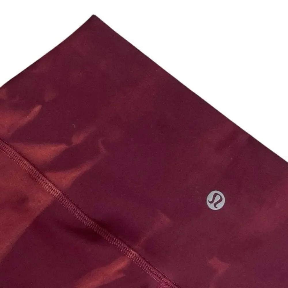 Lululemon Athletica Burgundy Tie Dye Bike Shorts